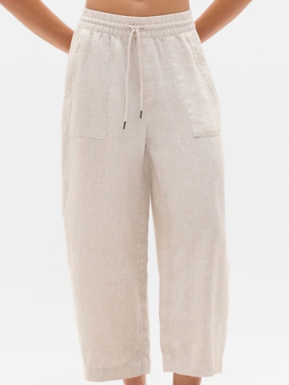 Athleta Retreat Linen Easy Barrel Crop Pant, Undyed, Size Medium